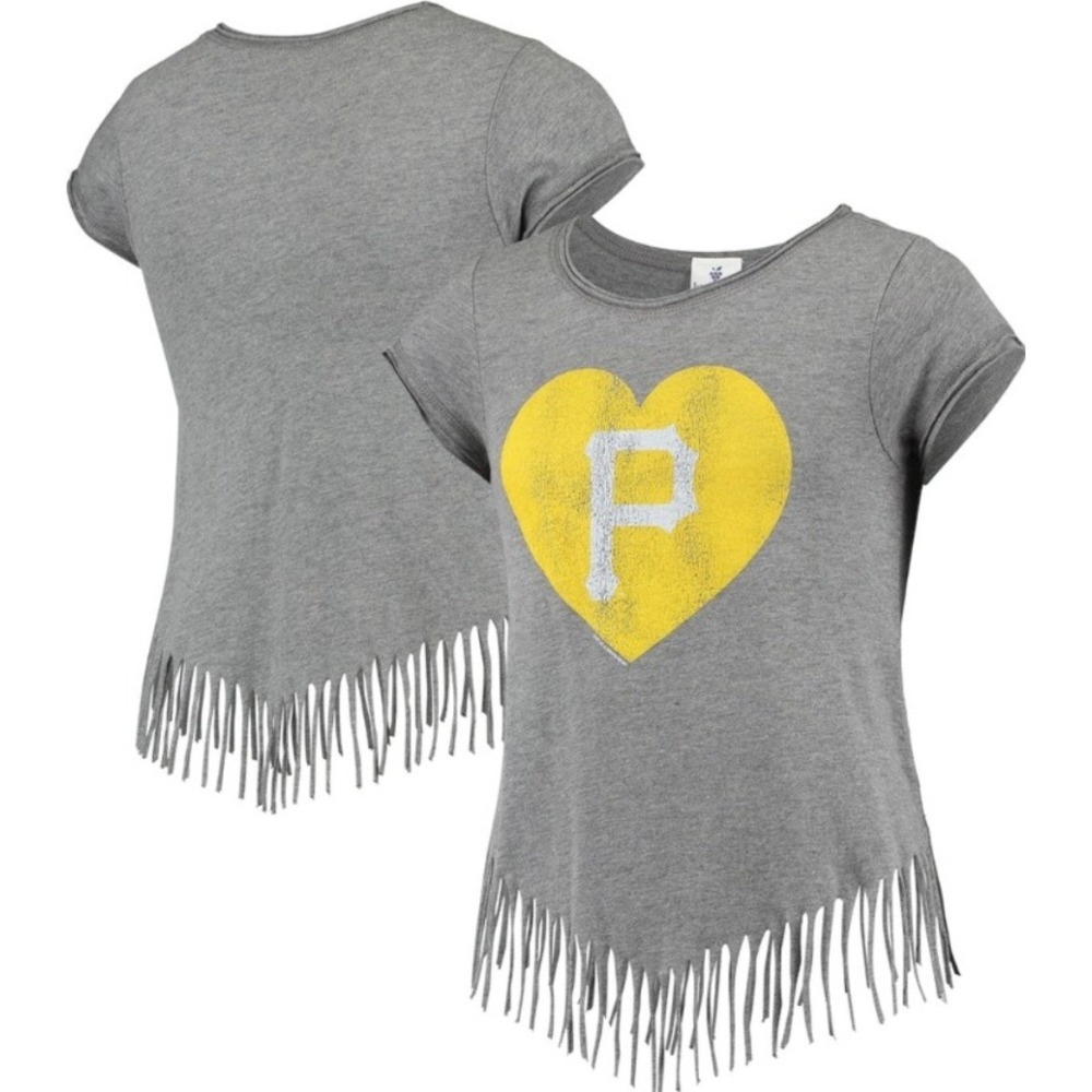 Soft As A Grape MLB Pittsburgh Pirates Fringe Tee Shirt‎ Kids XL NWT Gray